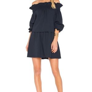 DVF Georgie Off the Shoulder Dress in Navy (“Deep Night”)